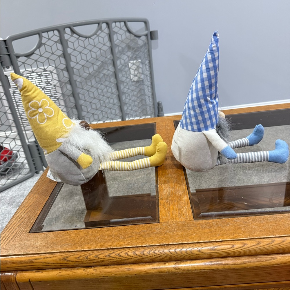 Yellow and Blue Home Spring Plush 16” Weighted MINI Gnome Flower/plaid - Picture 4 of 11